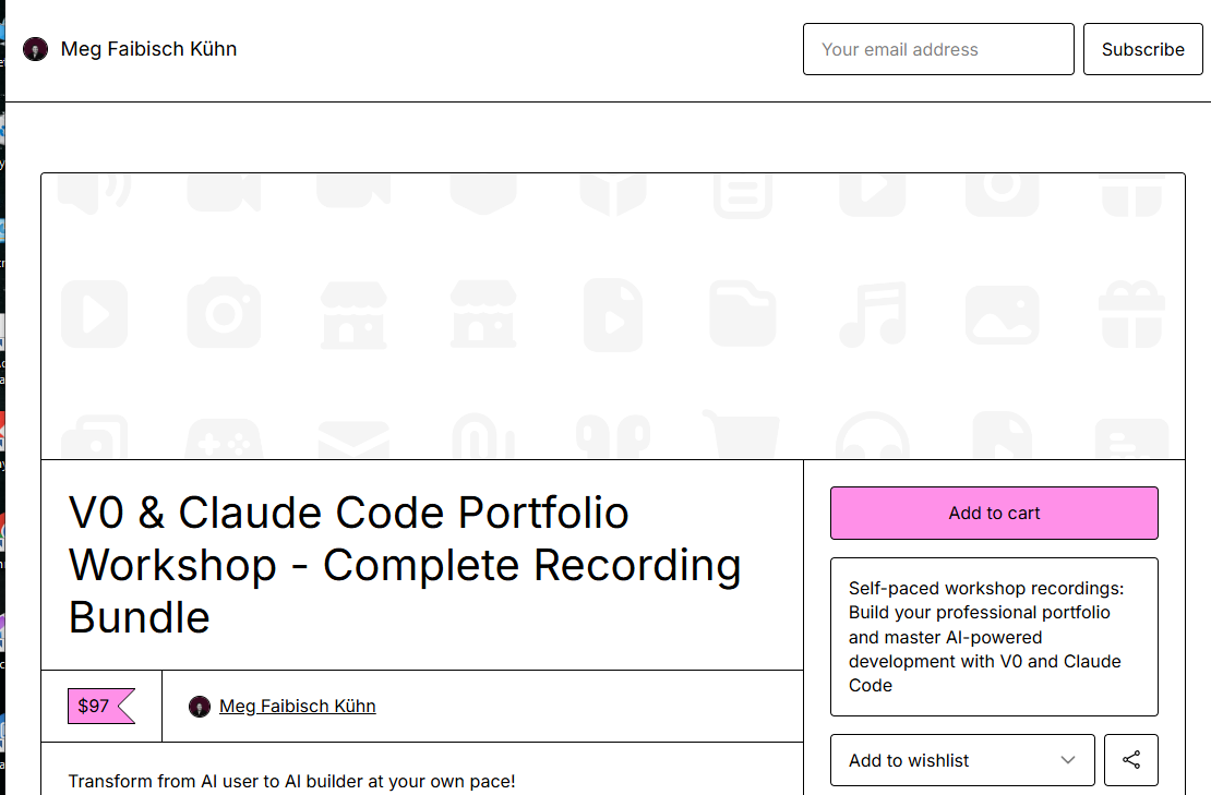 Meg Faibisch Kühn – V0 & Claude Code Portfolio Workshop